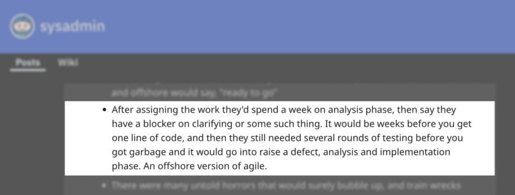 Offshore software development gone wrong on Reddit