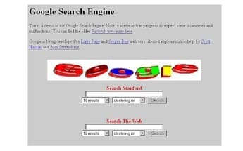 Google front page back in 1997