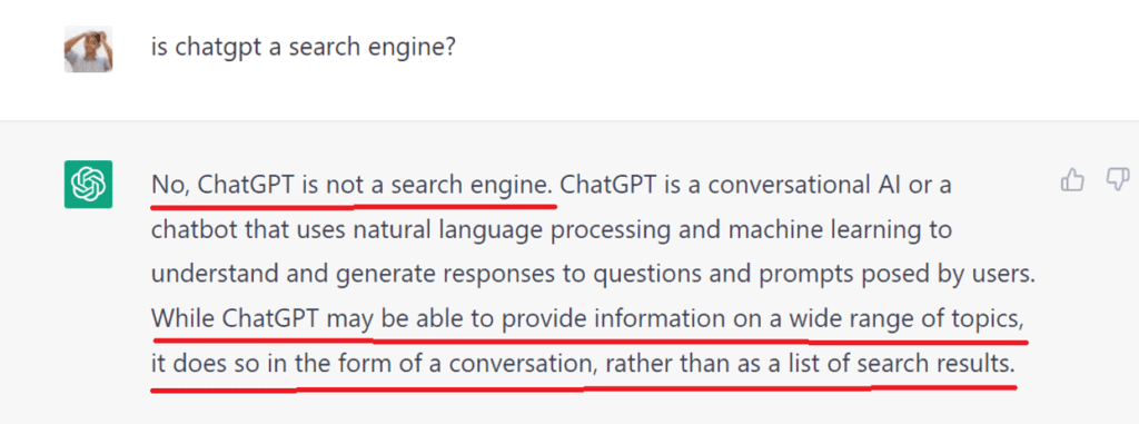 user interaction on chatgpt to show the dynamic answer generation of ai based apps