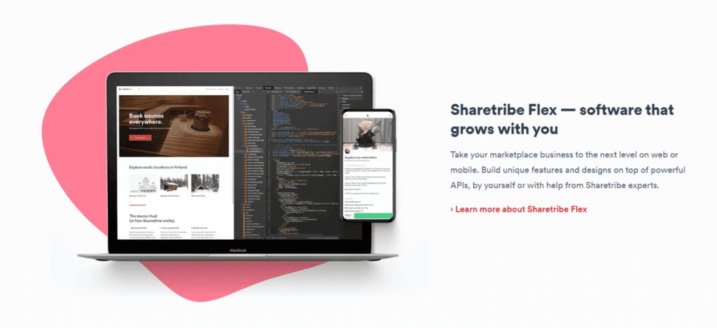 sharetribe flex no code marketplace app builder that provides headless backend