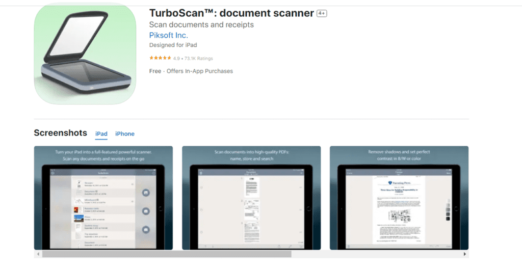 turboscan pdf scanner being a simple yet profitable app