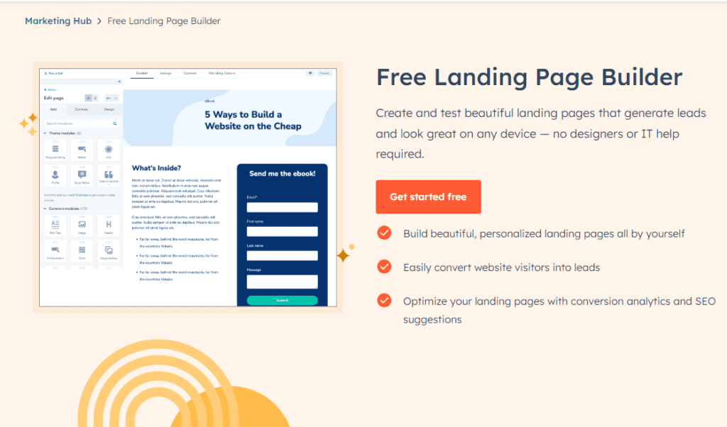 hubspot landing page builder to help micro saas validation
