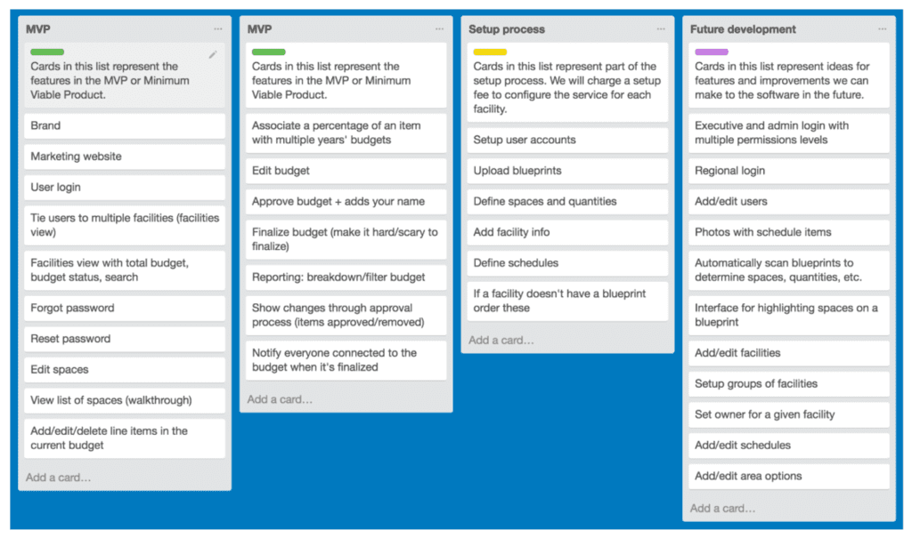 product roadmap approach showing features