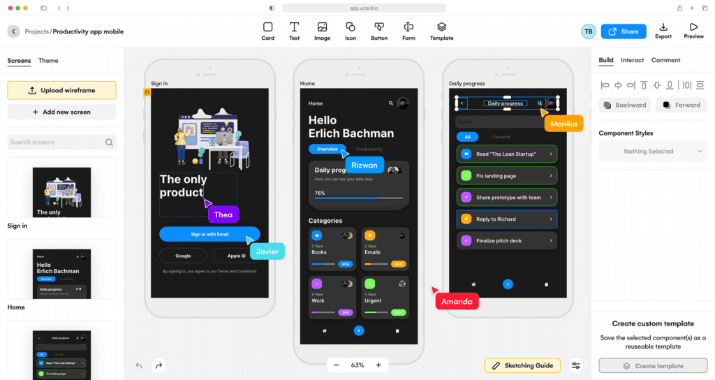 uizard app asset design to help with micro saas validation