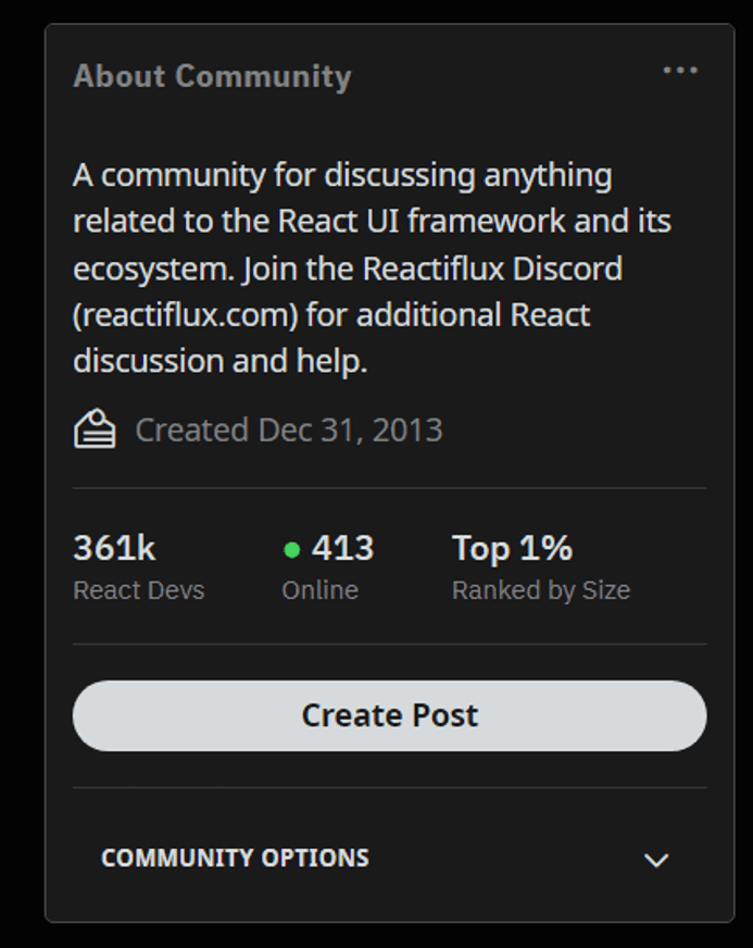 reactjs community in reddit