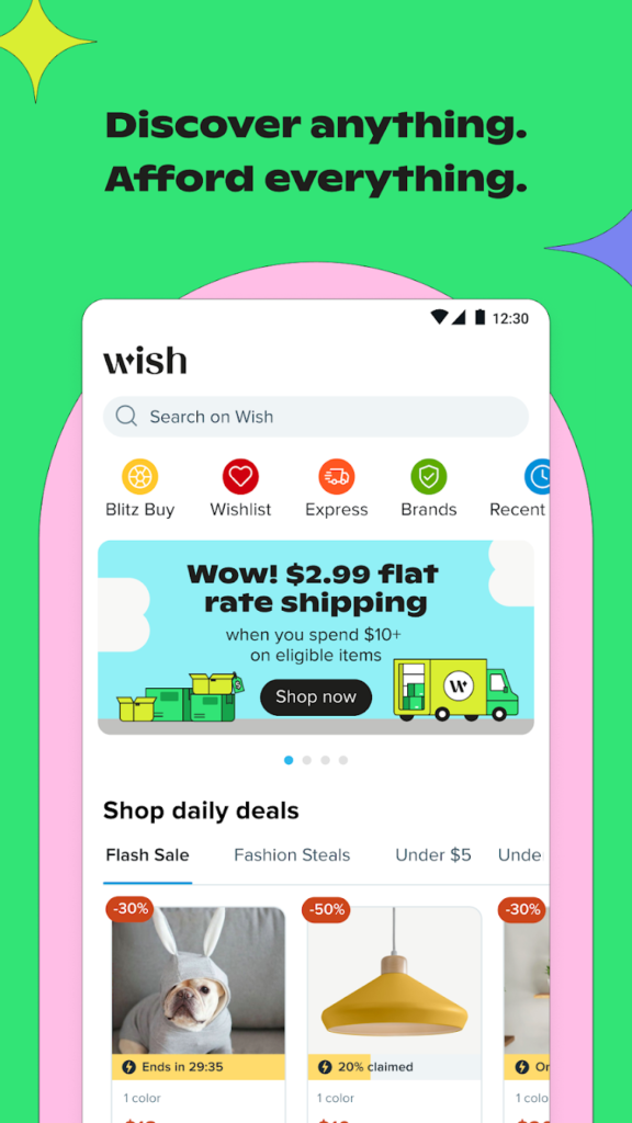 wish e-commerce app