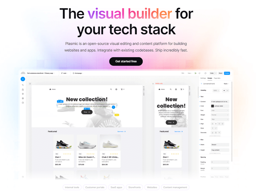 plasmic no code web app builder homepage