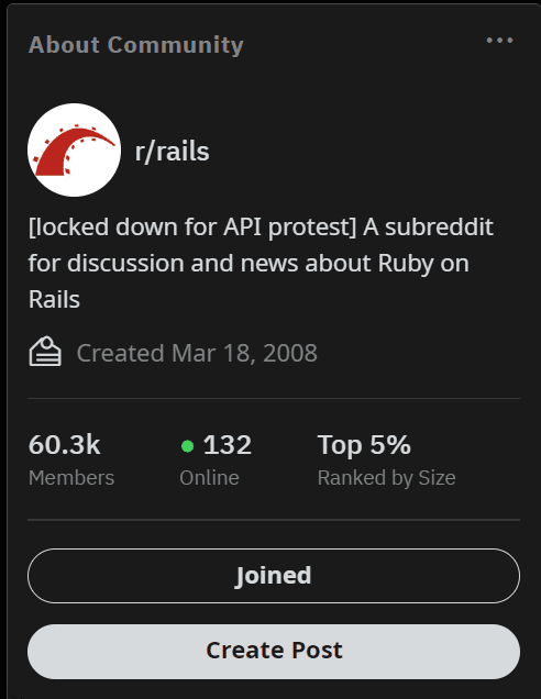 showing readers of this ruby on rails guide that the rails subreddit is in the top 5% of subreddits