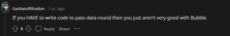 a reddit reply commenting on user experiencing slow performance issue on bubble