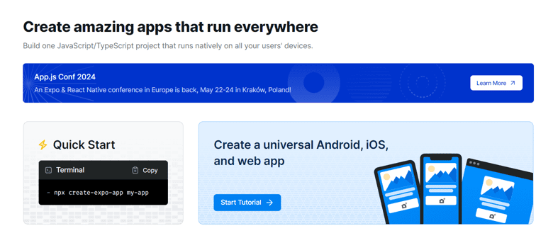 developing cross platform mobile application in javascript using expo