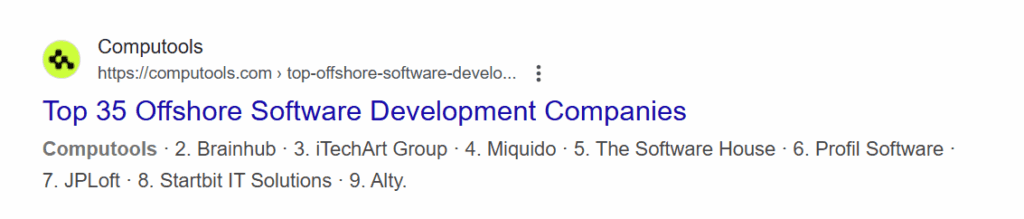 list of best offshore development companies with 35 entries