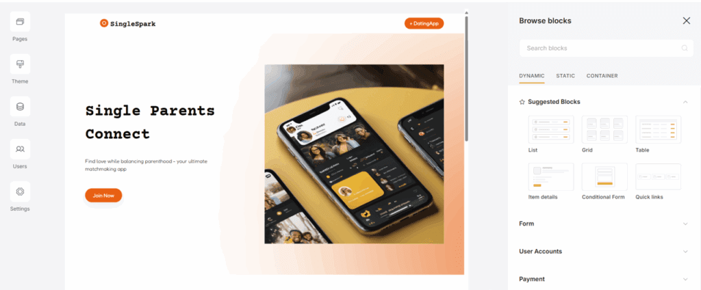 softr drag and drop app builder simple interface