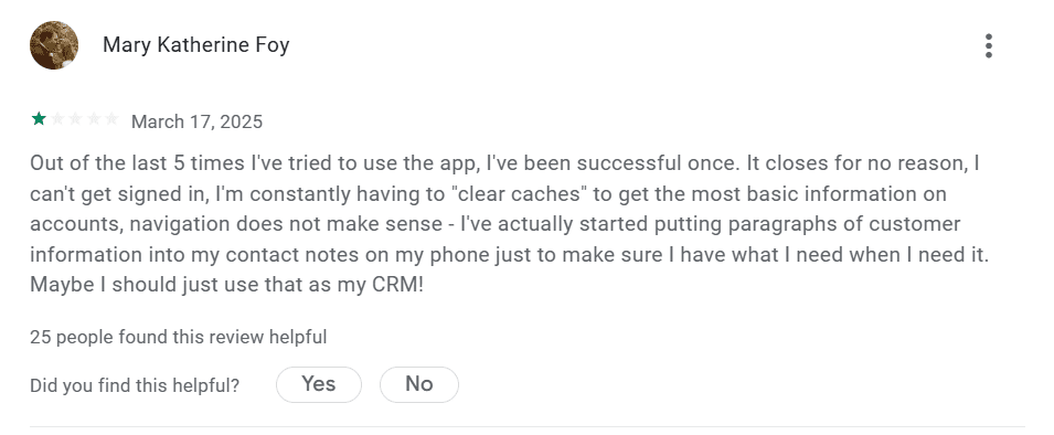 unhappy user of salesforce mobile crm to show importance of proper custom mobile crm development