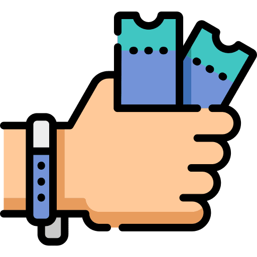 graphic of hand holding music concert tickets to symbolise custom event and concert ticket booking app