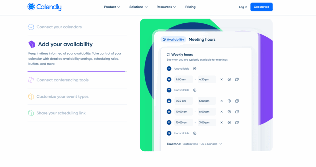 screenshot of calendly