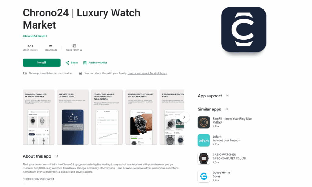 chrono24 app an example of a mobile marketplace with multiple sellers