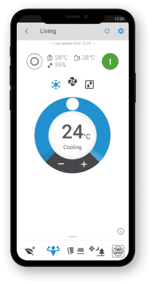 GO DAIKIN App Developed by Upstack Studio showcasing the remote control screen
